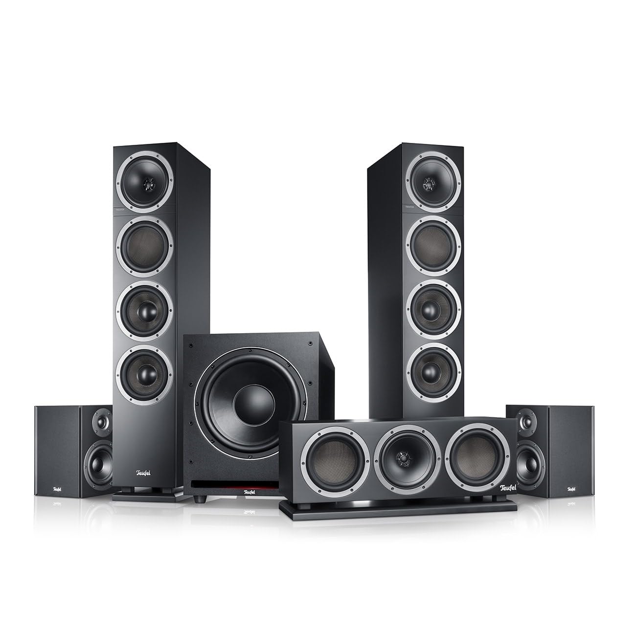 Teufel Theater 500 5.1 Surround Sound System Home Theater - Sistema audio surround Atmosphere Cinema, Potente Pubwoofer, Tuttofare per musica, film e giochi, Bass Reflex - nero