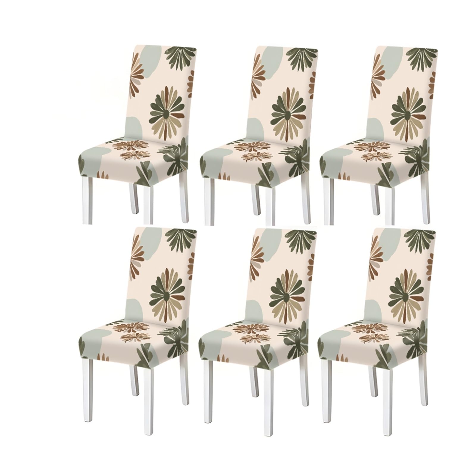 FZJKGH Boho Abstract Floral Pattern Print Dining Chair Covers Set Of 2/4/6, Stretch Slipcovers For Kitchen Dining Room Removable Stretch Slipcovers for Dining Chairs(6PCSChair cover)