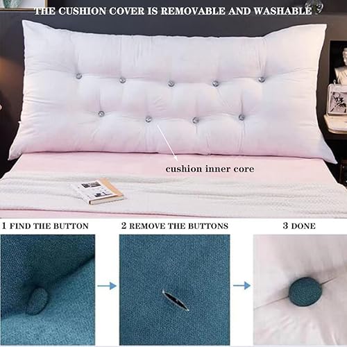 Miniatura 6 de ZZYK Almohada suave de lectura, cojín grande para cabecero, respaldo y posicionamiento, cojín de cuña para cama de día, litera, sofá cama con funda
