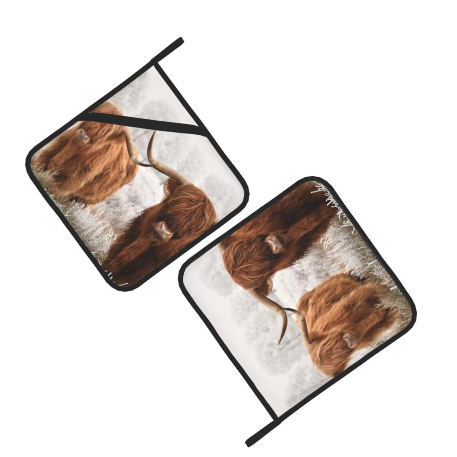 Scottish Cow Printed Oven Pot Holders Set of 2 Pcs Heat Resistant Kitchen Microwave Potholders for Cooking Baking Grilling