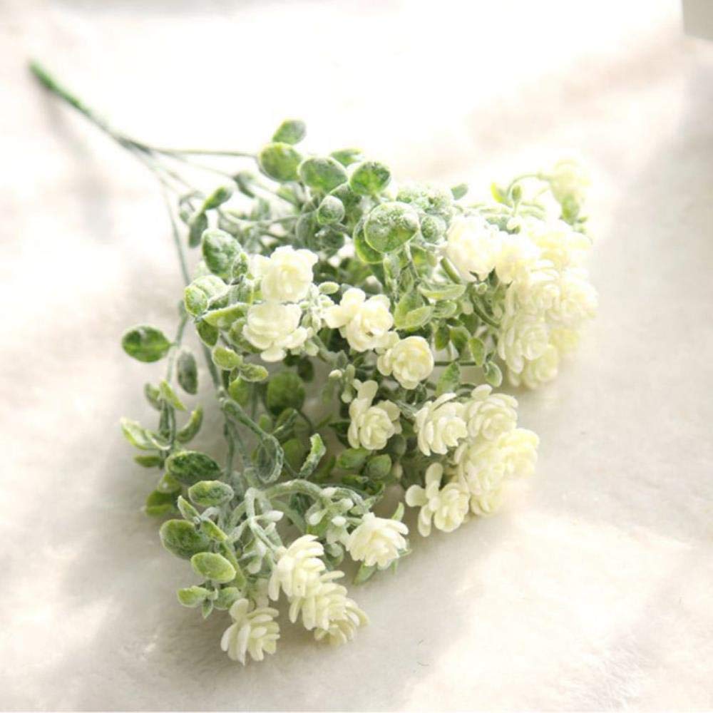 LAGEDOUDING Artifical Camellia Flower Bouquet Real Touch Plastic Rural Style Fake Flowers Grass for Wedding Party Home Flora Decorative,White