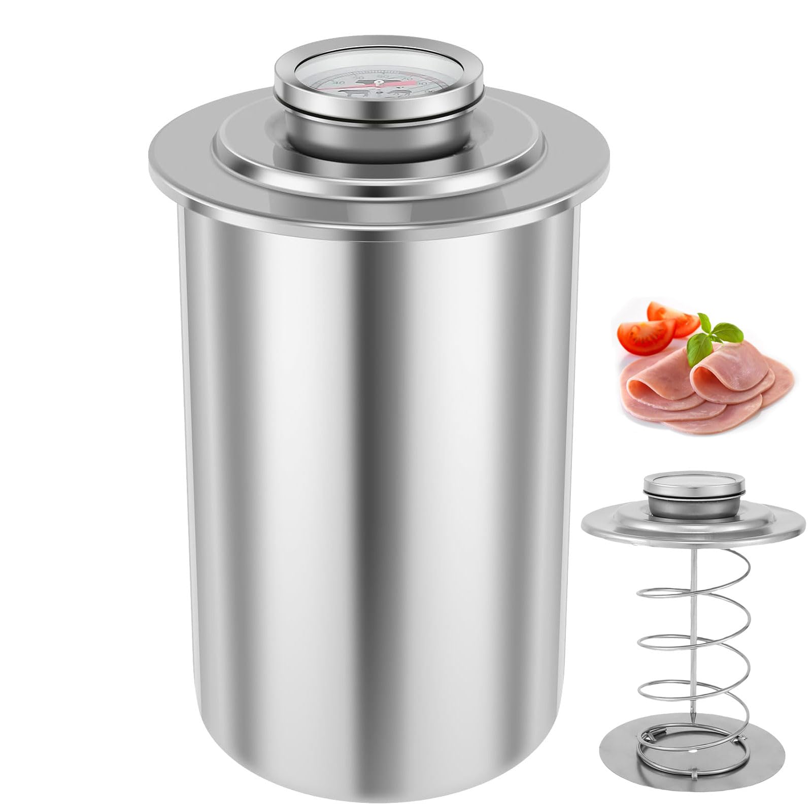 Presse à jambon en acier inoxydable avec thermomètre intégré pour charcuterie maison saine
