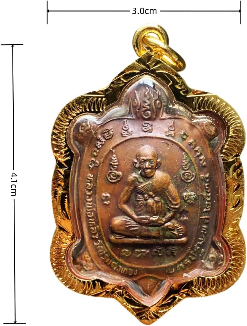 07.Thai Powerful Jewelry Amulet Turtle Coin Pendant, part of the LP Liew Amulets Series SUK JAI, from Wat Rai Tang Thong. good luck and success to traders with its powerful magic.