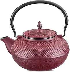 Chaleira De Ferro Fundido Esmaltada 18 Cm 1,5 Litros Alta Durabilidade Vermelho MTA - 8180