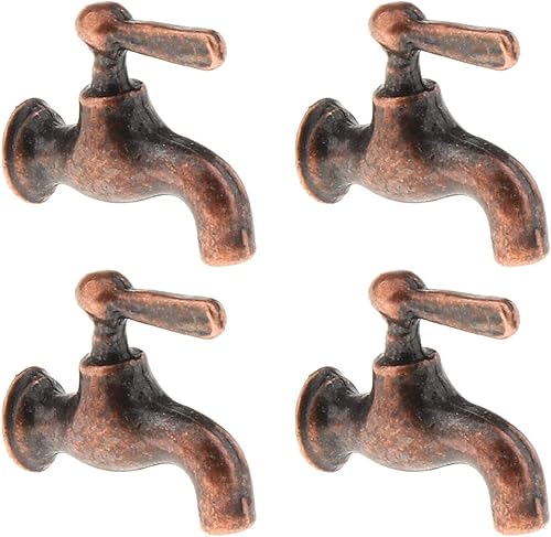 JIDOANCK 4 mini grifos de decoración exquisita simulación de metal grifo escala 112 para escena de casa de muñecas, muebles y accesorios de casa de