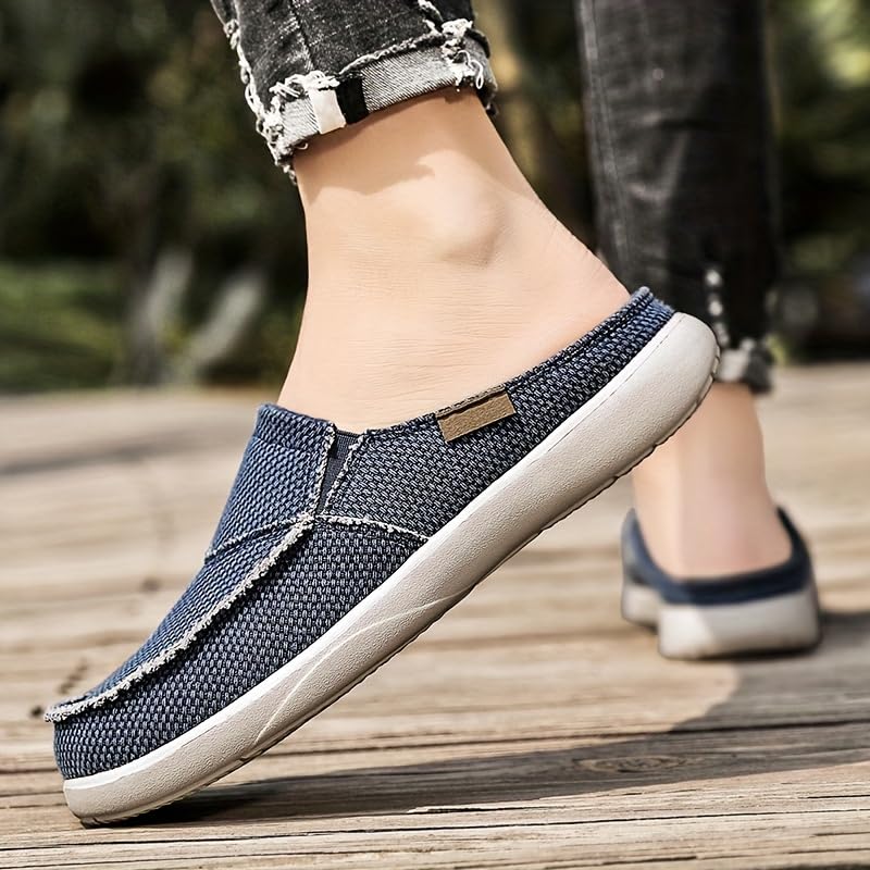 Lightweight Canvas Men's Comfortable Slip On Mules, Non-Slip Closed-Toe Slippers with Breathable Open Back for Outdoor3
