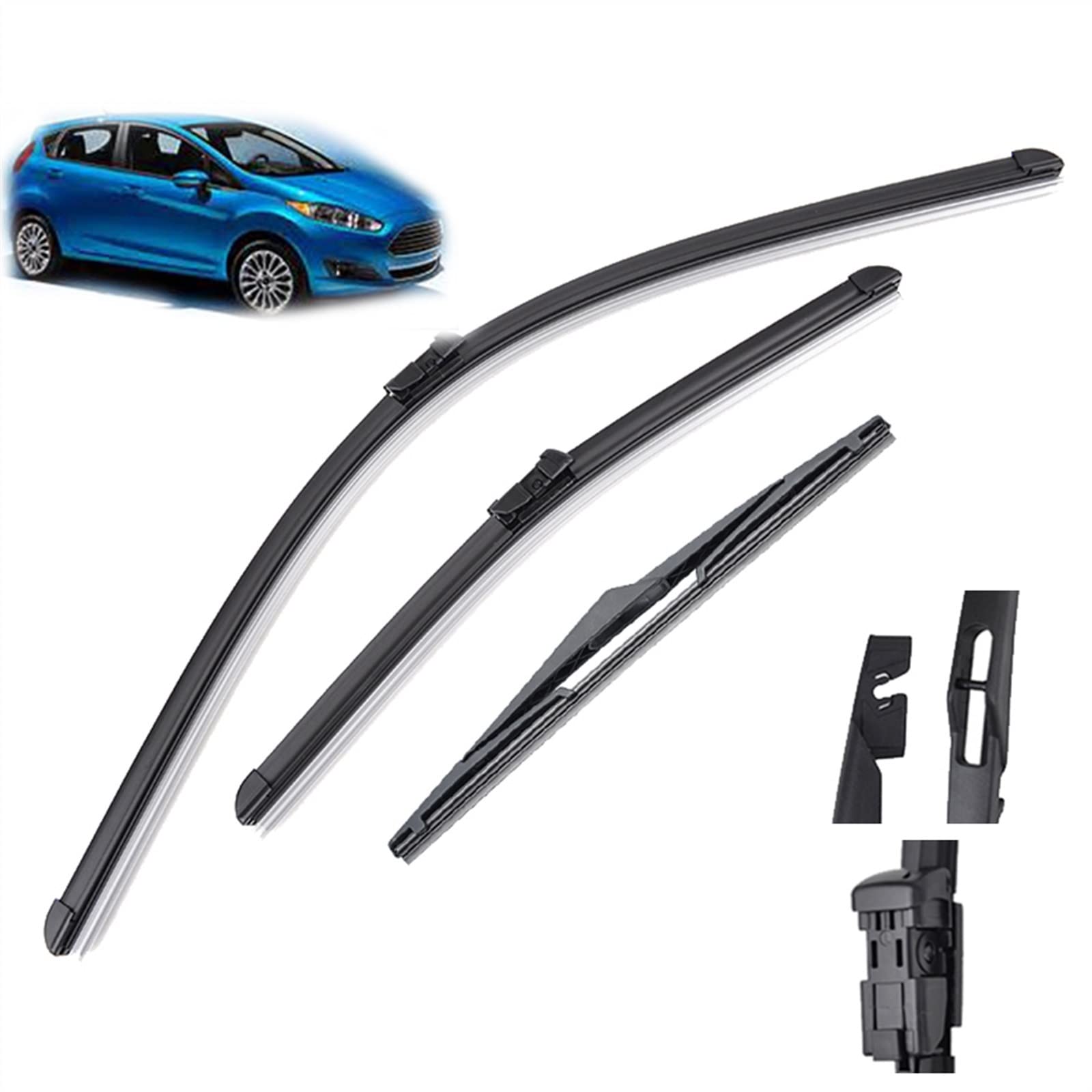 Auto Tergicristallo 26 "15" 12 "Spazzole Tergicristallo Parabrezza Auto Anteriore Lunotto Posteriore Tergicristallo Per Ford Per Fiesta MK6 2008-2012 2013 2014 2015 2016 (Color : Left Hand Drive)