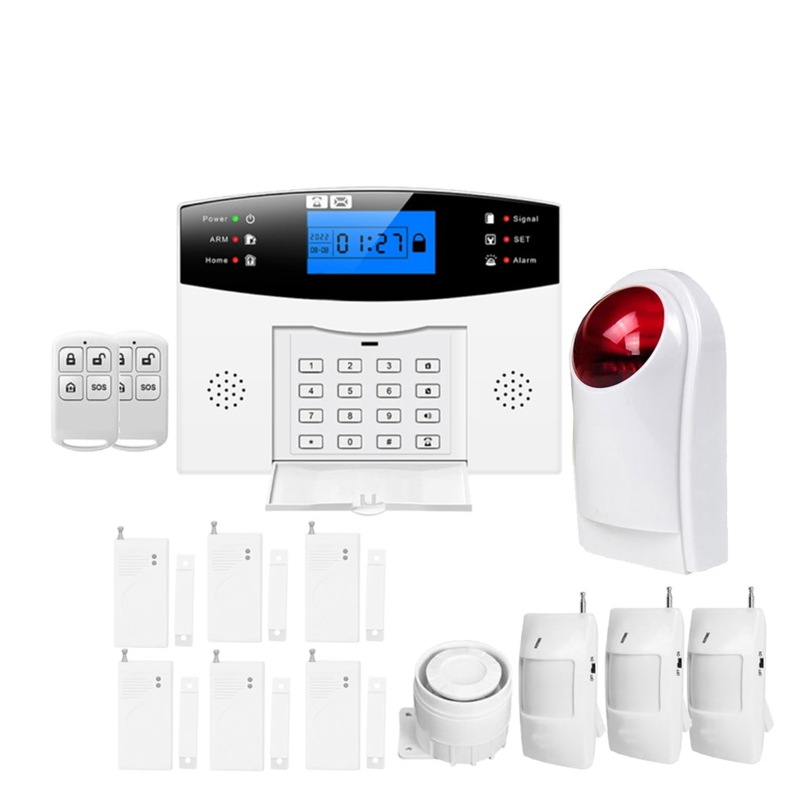 Sistema di Allarme di Sicurezza Domestica, Smart Allarme Wireless gsm di Allarme antifurto Sicurezza Domestica Messaggio Gratuito Push Tuya App 11 Lingua(Set 07)