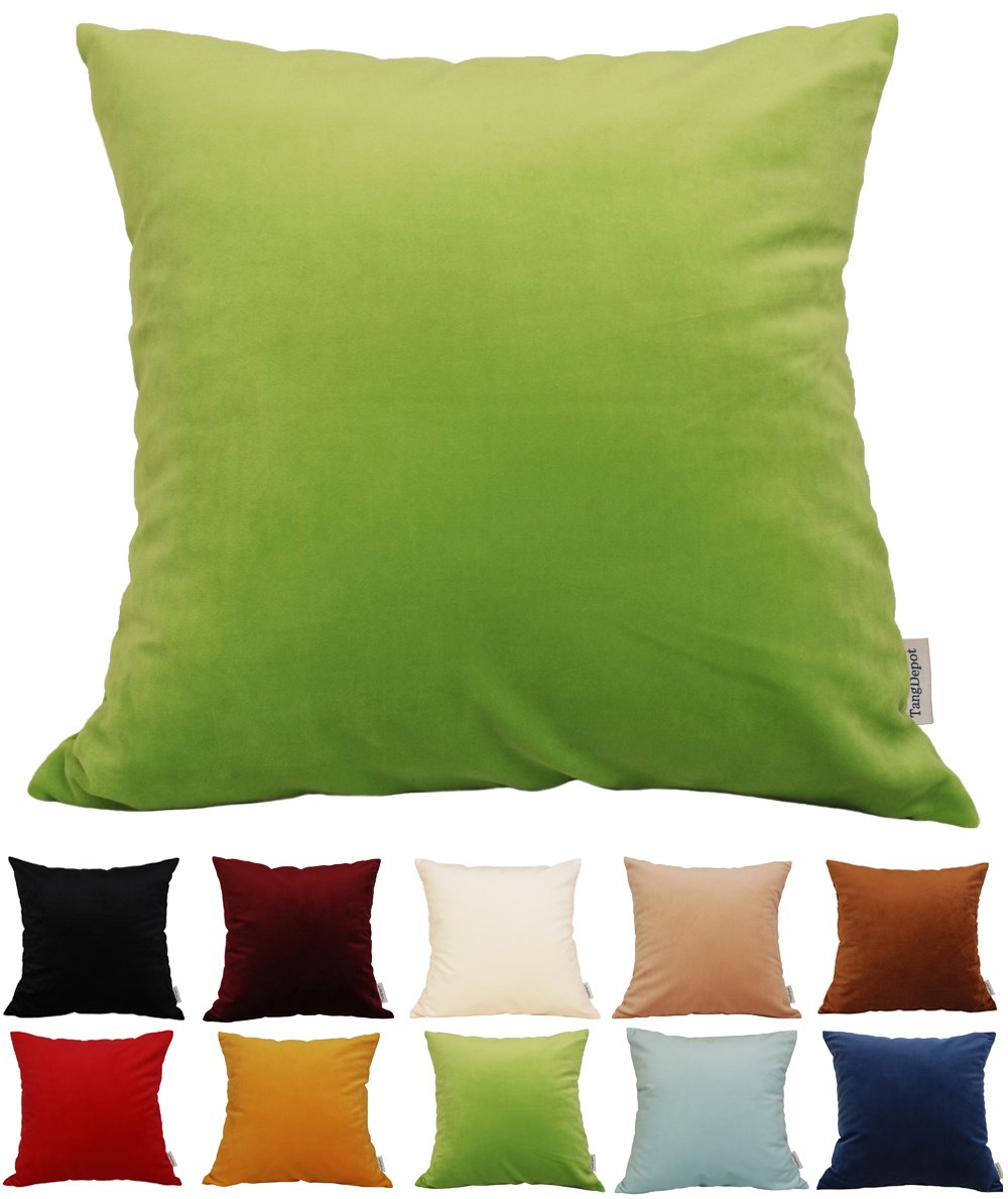 TangDepot Solid Velvet Throw Pillow Cover Euro Sham Cushion Sham Super Luxury Soft Pillow Cases Many Color Size