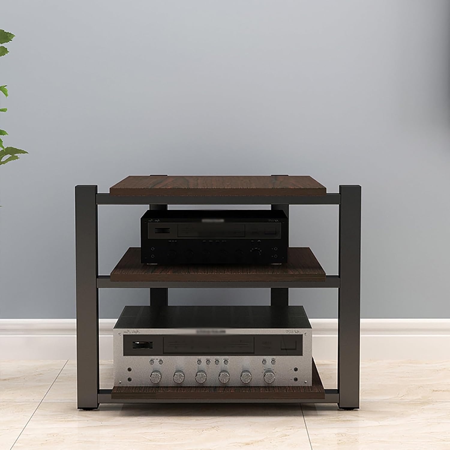 AV Media Stand, Audio-Visual Shelving Stereo Cabinet, Audio Rack Tower, Record Player Console Cabinet, Gaming Shelves Media Console Cabinet Corner TV Stand Small AV Component Entertainment Stand(Brown