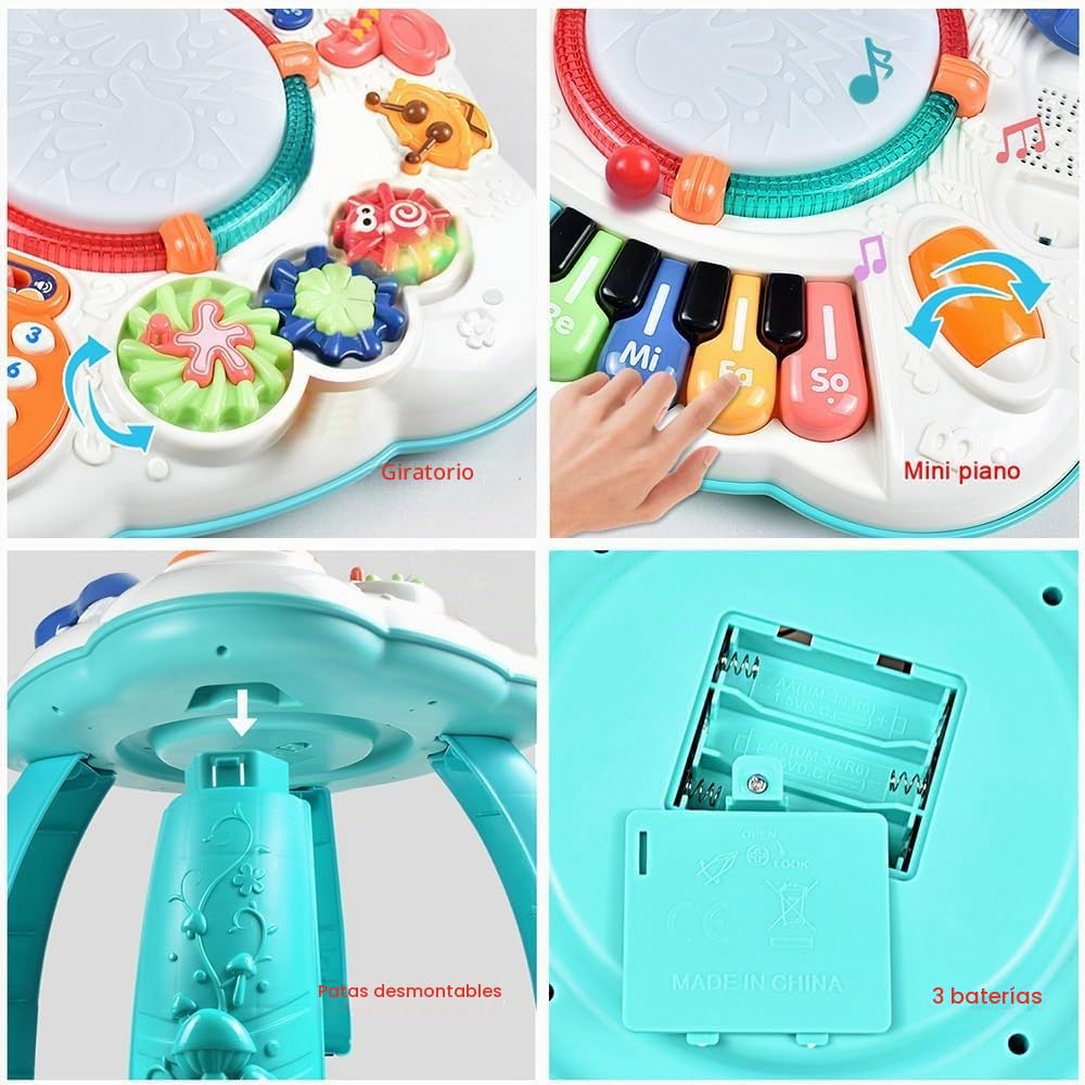 Mesa de actividades para bebés, juguetes musicales para bebés de 6 a 12 meses, centro de actividades para 1, 2, 3 años (tamaño: 30 x 30 x 30 cm)