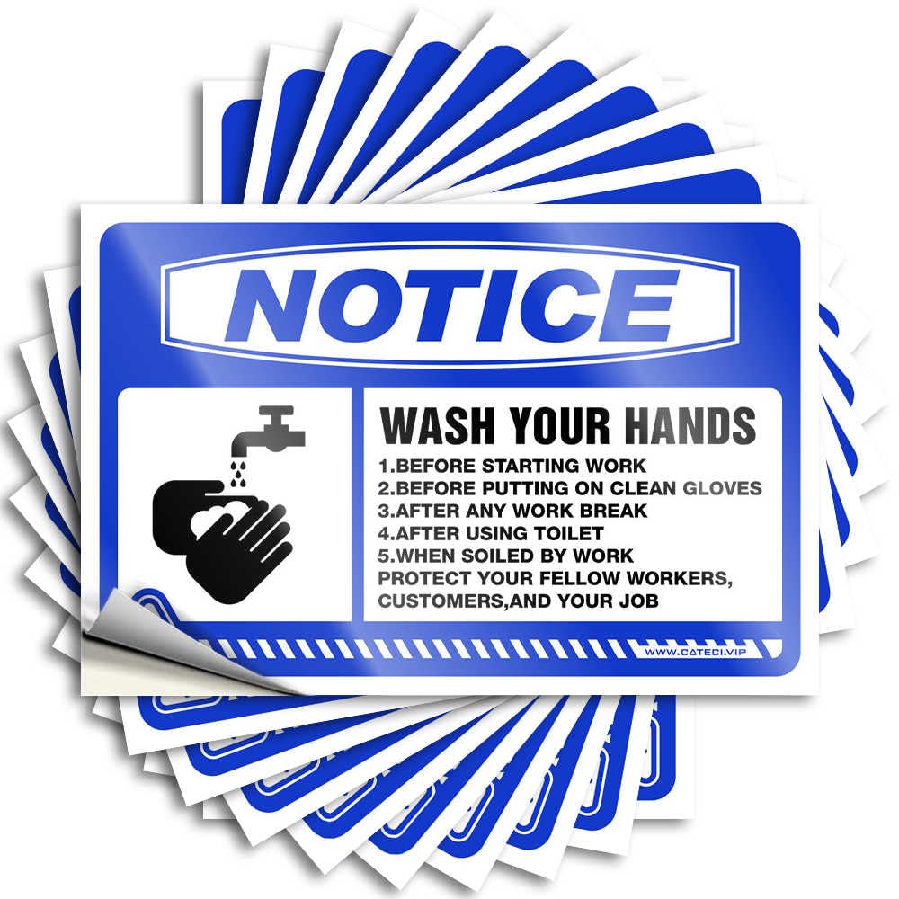 Fzfn Colour Mimosa Bar Decor Sticker Durable Cover | Notice Wash Your Hands 1. Before Starting Motivational Self Adhesive Sticker For Student Diy(6X9cm)