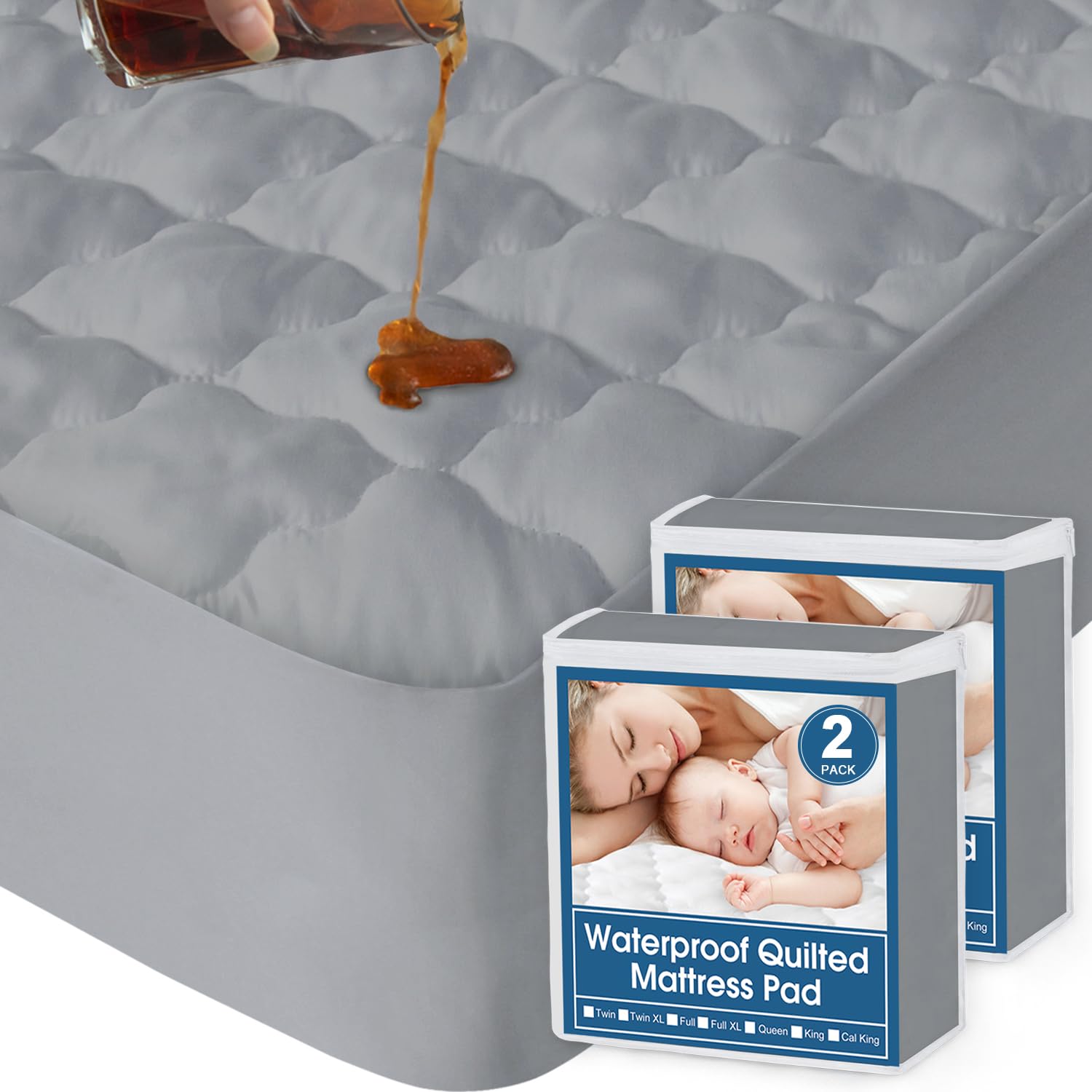 Twin Mattress Protector Pad Waterproof Quilted Mattress Cover for Kids