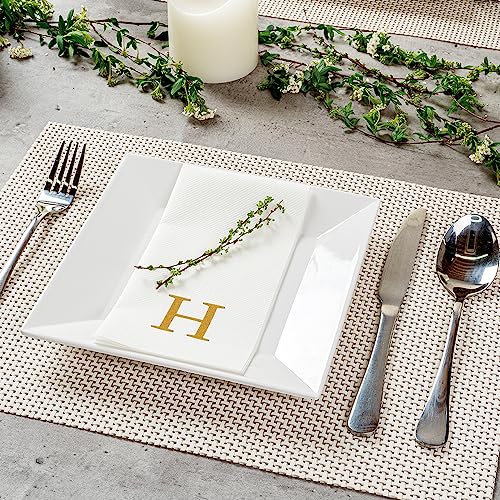 Luxenap 15.8 X 7.9 Inch Linen-Feel Guest Towels, 2000 Lettered Hand Towels - Gold Letter 'H', Sans Serif Font, White Paper Dinner Napkins, airlaid, For Restrooms And Tables - Restaurantware by Restaurantware - Image 3