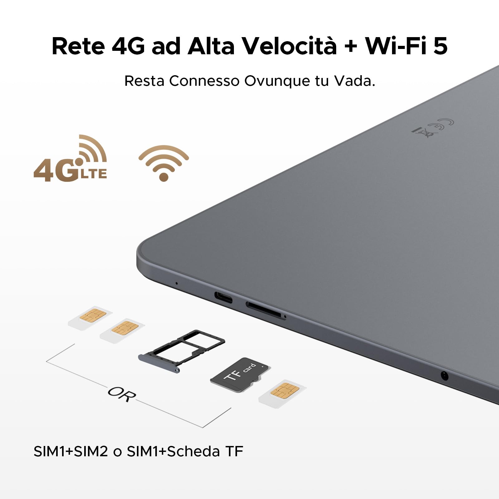 P13 Pro Tablet 13 Pollici, IPS 2.4K, 120Hz,T7280 Octa-Core, 48GB+256GB(TF 2TB), 12000mAh/18W, 16MP+8MP, 4G LTE, Gemini AI Tablet android 16, Face ID/WiFi5/GPS/FM/con Tablets Tastiera e Penna, Grigio