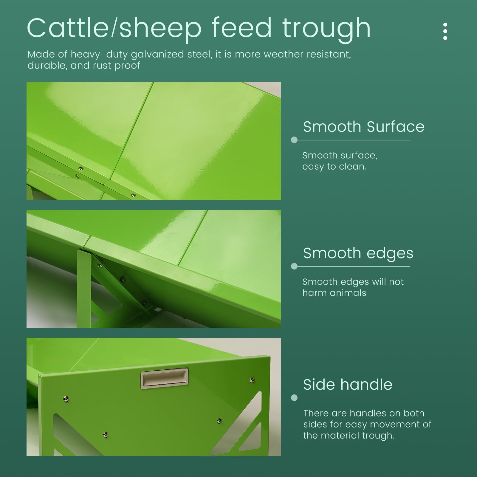 Comedero para Cabras, de 139.7 cm, de Metal de Gran Capacidad, de Acero galvanizado, para Ganado, Vacas, Caballos, ovejas, Cabras, Cerdos, terneros, Ciervos
