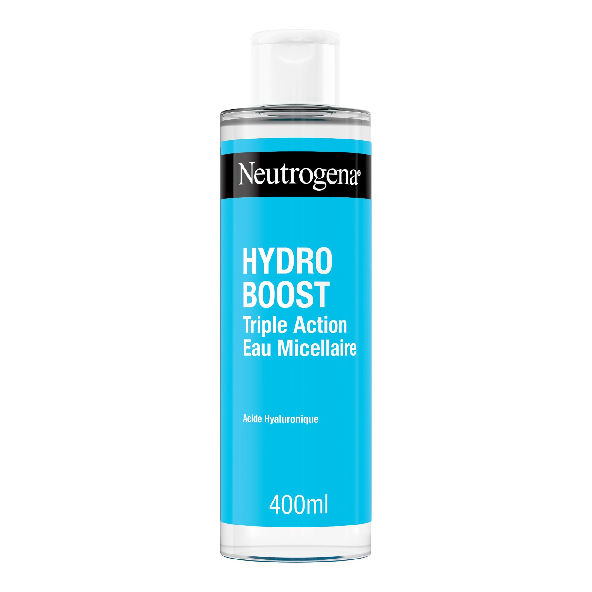 Neutrogena – Eau Micellaire Triple Action Hydro Boost (flacon de 400 ml) – Nettoyant pour le visage enrichi en acide hyaluronique – Démaquillant pour éliminer les impuretés et booster l'hydratation