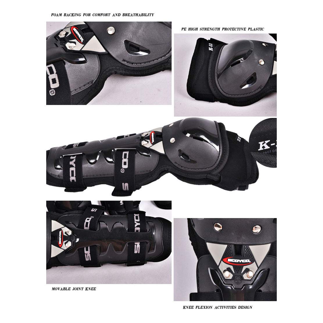 AKT 4 PCS Ginocchiere per Moto Supporto per Gomito Protezione del Gomito e del Ginocchio Equipaggiamento Protettivo da Sci Ciclismo da Competizione