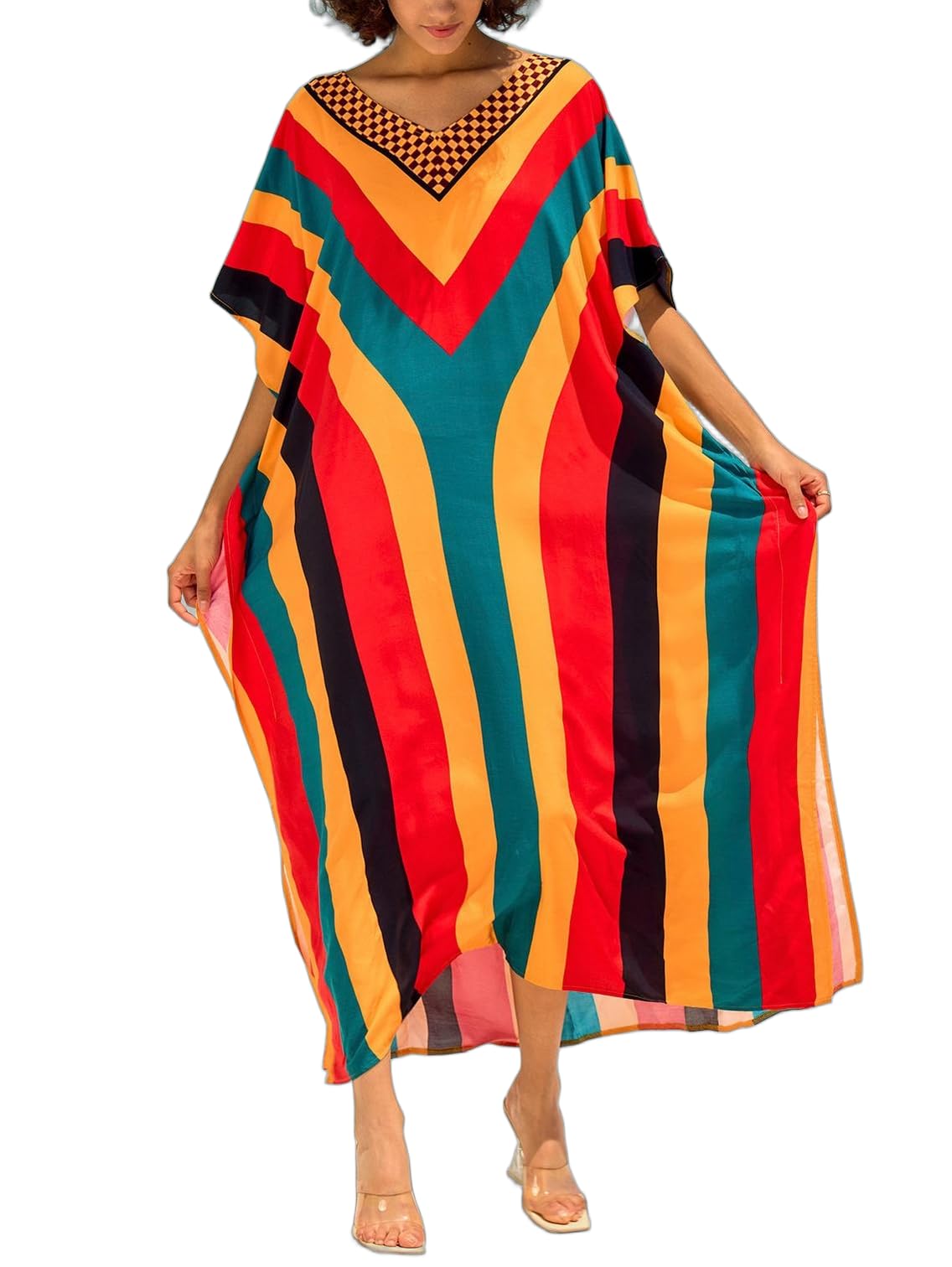 NFVNKJ Women's Plus Size Beach Lounge Kaftan Maxi Dress Swimsuit Coverup for Women