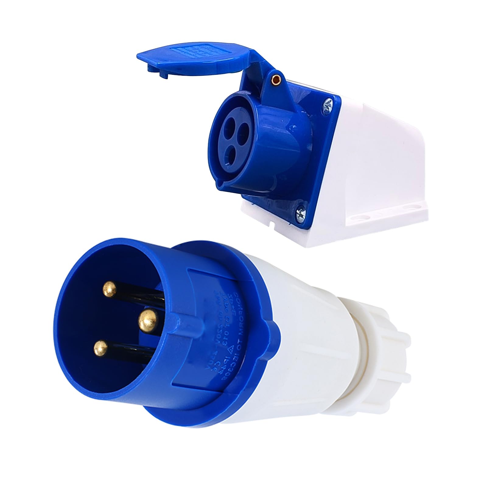 2pcs 16amp Socket, 16amp Plug, 3-Core Weatherproof Industrial Connector Set Rotatable & Surface-Mounted for Construction Sites