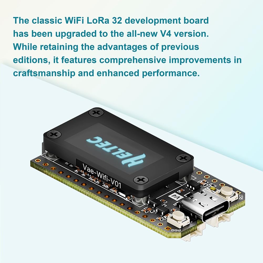 Kit de Carte de Développement Heltec V4 Meshtastic WiFi Lora 32 avec Boîtier, GPS, SX1262, Écran OLED 0,96 Pouce, Alimentation Solaire, BLE Basse Consommation.