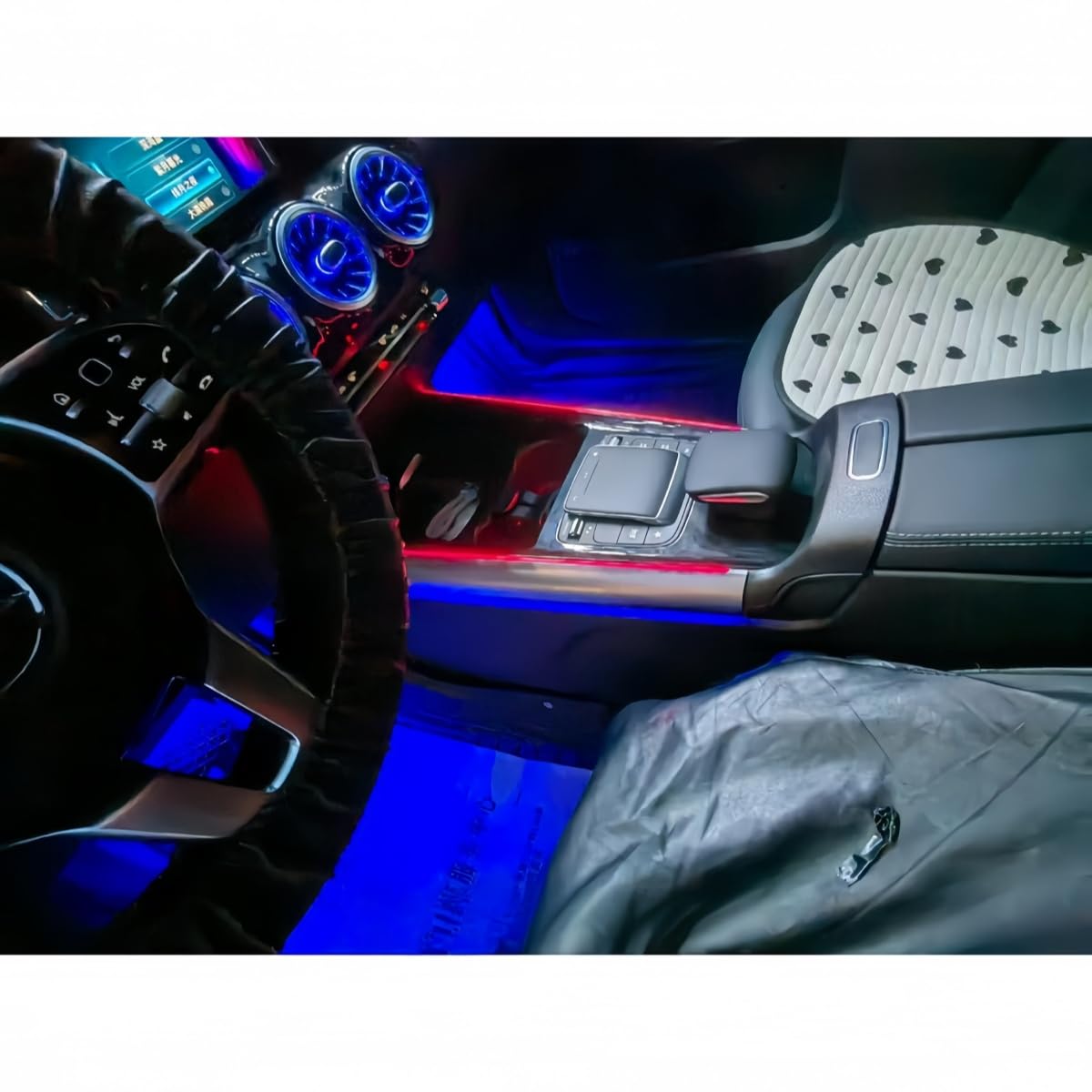 do Mercedes Benz GLA W247 2019-2025 LED 64-kolorowe światło ambientowe przednie i tylne podświetlane wiatry Atmosphere wewnętrzna modyfikacja ekranu