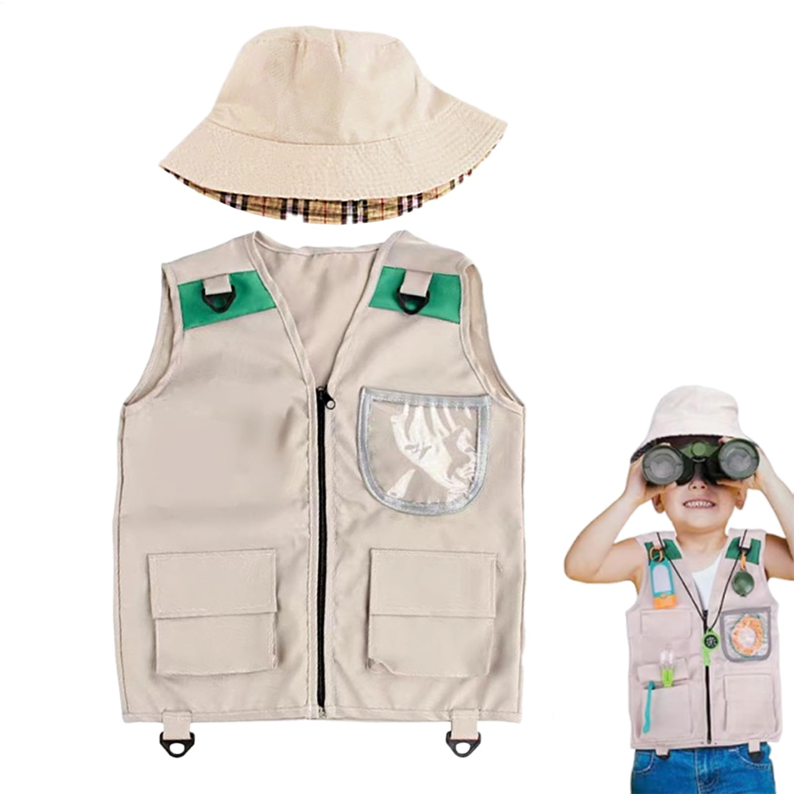 Kids Explorer Kit with Hat, Cute Dress-Up Zookeeper Costume & Safari Costume, Dress Up Toy for Nature & Insectes Lover for 3+