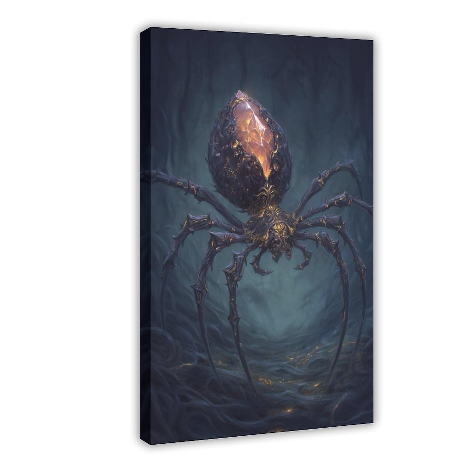 Qnvjqkdsi Frame Dark Fantasy Spider Art Canvas Poster Wall Art Decor Print Picture Paintings For Living Room Bedroom Decoration 24" L X 36" W