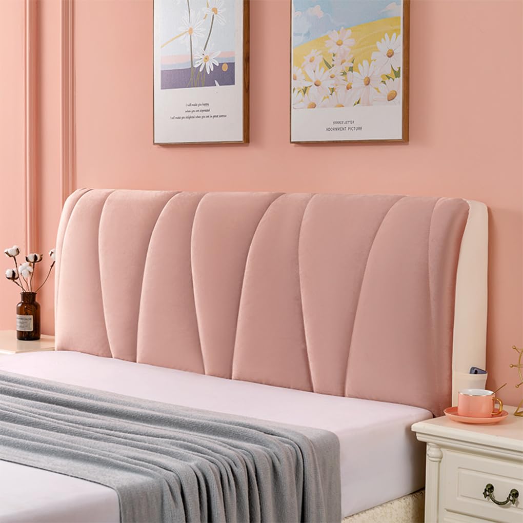 yuwqqoajv Personalize Bedroom Velvet Bed Headboards Covers Exquisite And Elegant Double Elastic Bed Head Cover Polyester Premium, pink