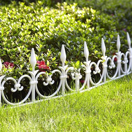 FISHTEC - Flexible Gartenbegrenzung aus Kunststoff im 8er Set - Gesamtlänge 4,08 m - Für Beete Rasenflächen Wege und Gartenbereiche - Einfache Montage - Farbe Weiß - Maße 50 x 30 cm