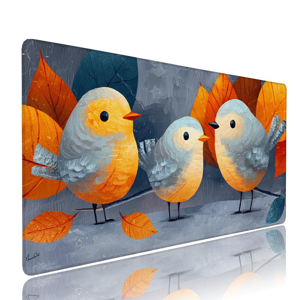 Alfombrilla de Mouse para Juegos, Blu, XXL, Antideslizante, Impermeable, Diseño de Uccello, Extendido, Grande, 1200x600x3mm, para PC, Laptop, Ufficio, Famiglia d-813