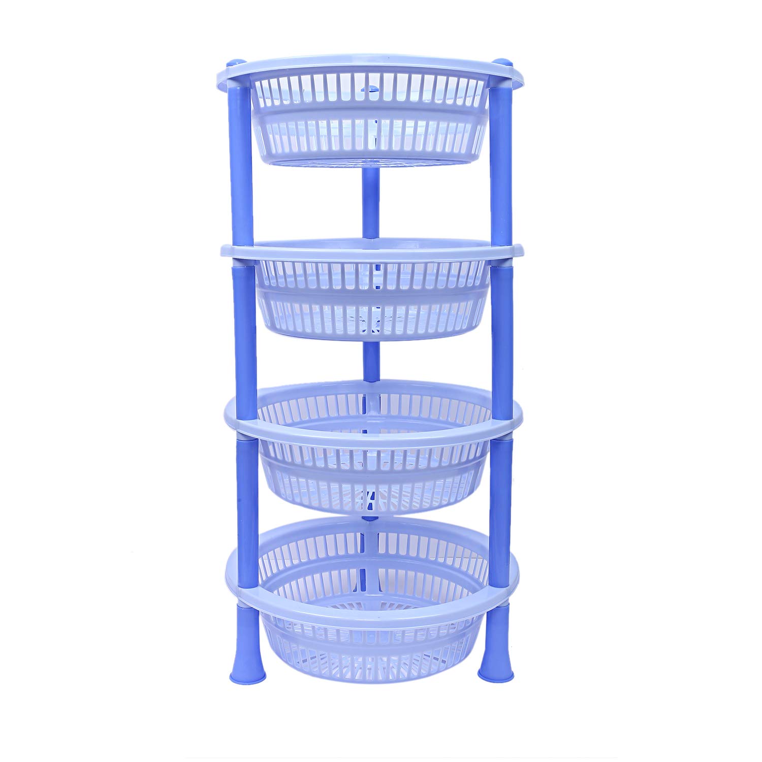 Kuber industries Plastic 4 Layer Multi-Purpose Kitchen Storage Basket Rack (Blue)-CTKTC13200