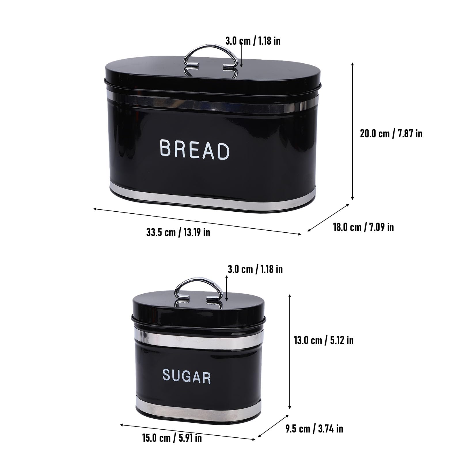 Scatola per Pane in Metallo con Set di Contenitori Scatola per Pane in Ferro con Tagliere Stile 13,19 X 7,09 X 7,87 Pollici Portapane Ermetico per Bancone della Panettieri Domestici (BLACK)