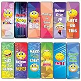 Creanoso Positive Sayings Emoji Bookmarks for Kids (30-Pack) – Six Assorted Quality Bookmarker Cards Bulk Set – Premium Gift for Kids, Boys & Girls – Stocking Stuffers Gifts for Children – Fun Reading