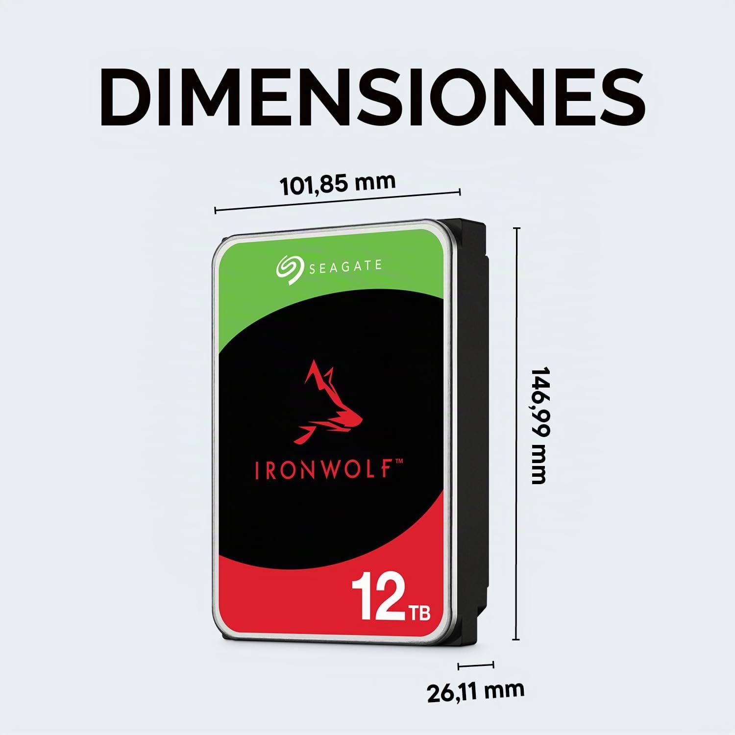Seagate 12TB IronWolf Disco Duro Interno NAS | SATA 6 GB/s (ST12000VNZ008)