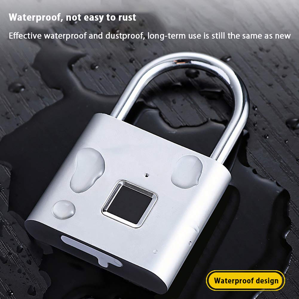 Cadenas D'empreinte Digitale De Chargement USB, Adapté À La Salle De Sport, Au Casier D'école, Aux Bagages, Tiroir, Sac À Dos, Valise, Verrou D'empreinte Digitale Bio Intelligent Étanche,Argent