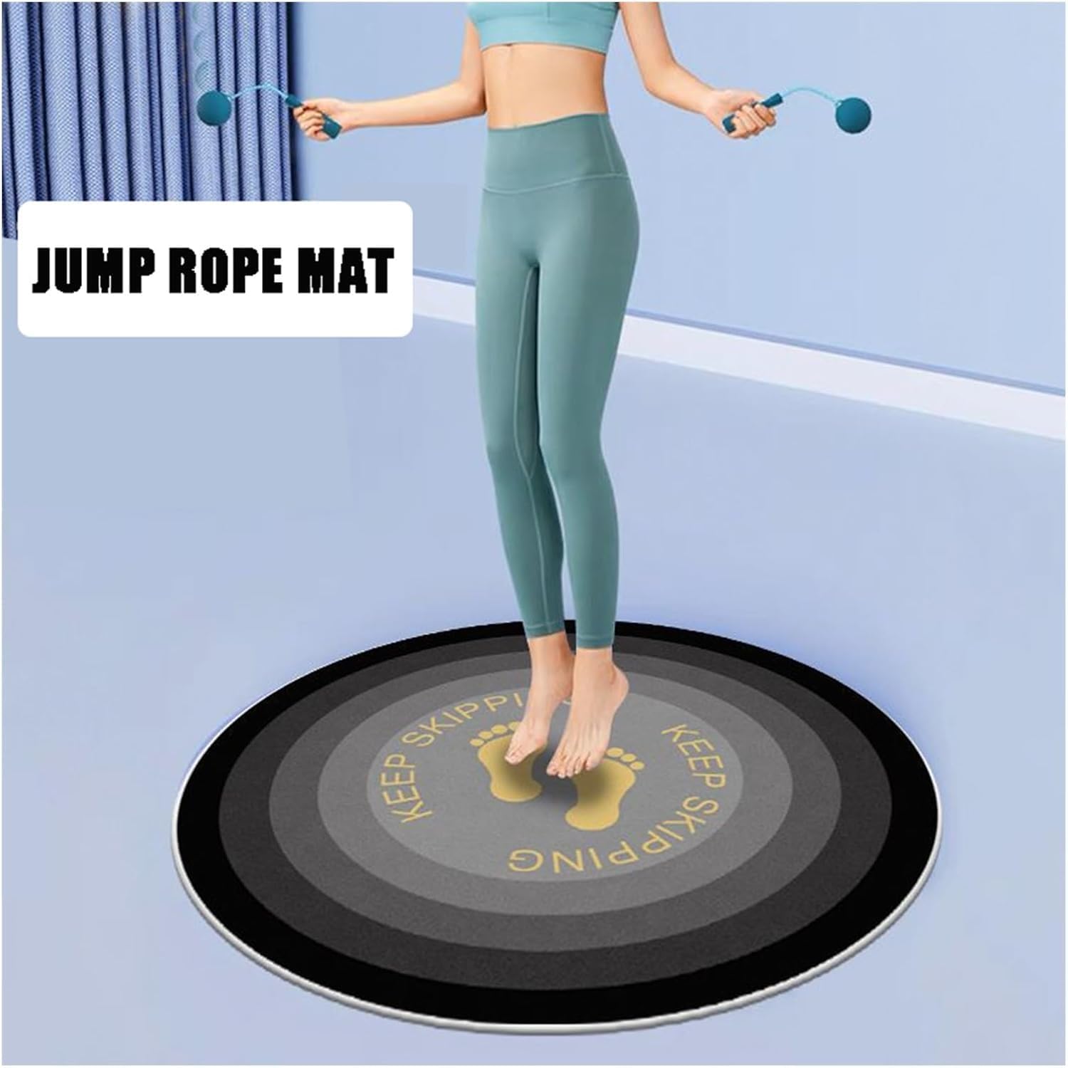 Runde Yogamatte, Runde Fitness-springmatte, Starke Rebound-Matte, Aerobic-Matte, Übung, Fitness, Tai Chi, Meditation, Blue, 80cm/31.5in