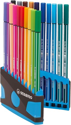 STABILO - Premium-Filzstift - Pen 68 ColorParade - 20er Tischset in anthrazit/hellblau - mit Hängelasche