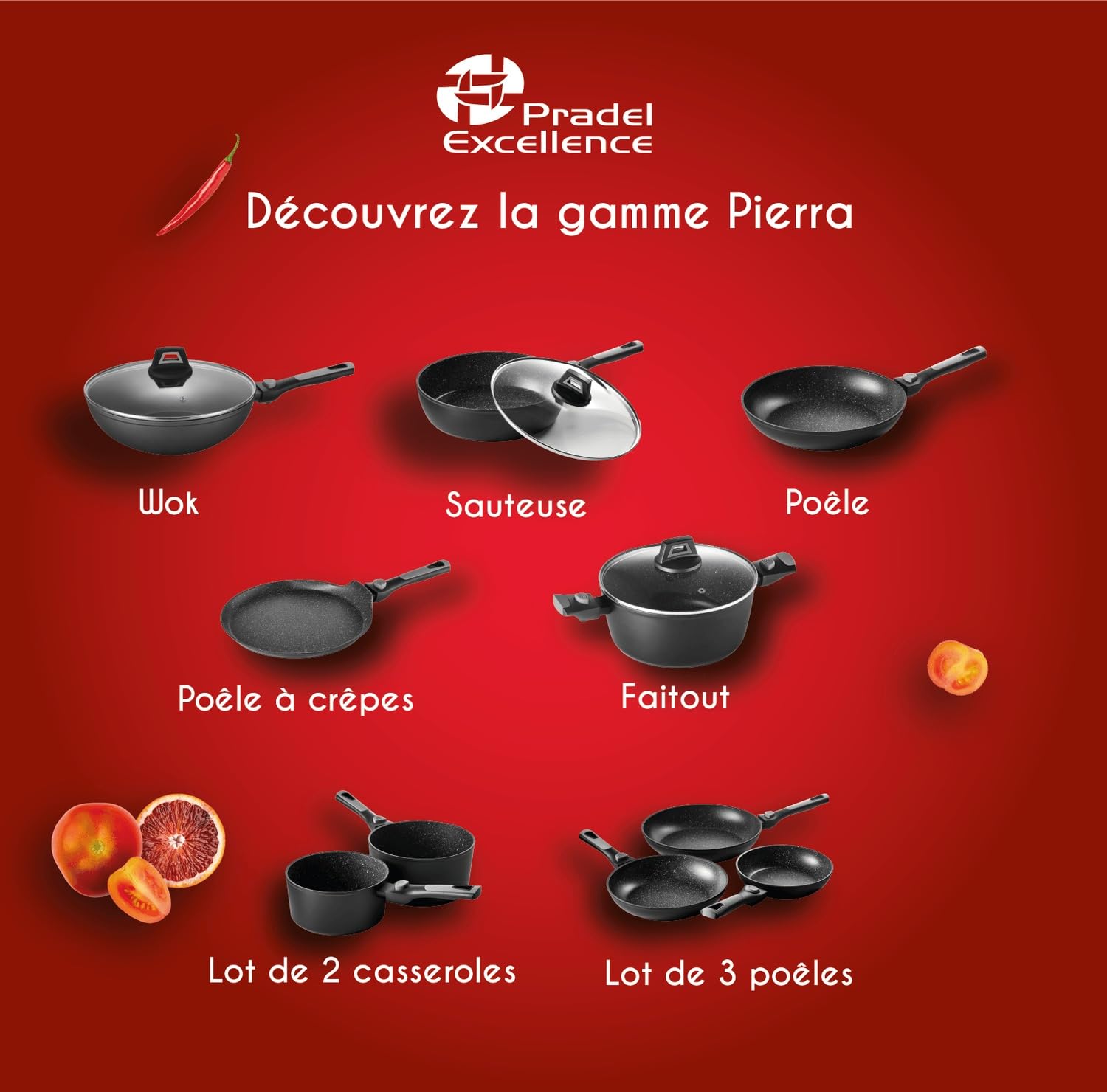 Pradel Excellence - PCUI002009 - Poêle à Crêpes en Aluminium Forgé Pierra Ø32cm - Revêtement Anti-Adhésif Façon Pierre - Manche Amovible - Tout Feu, Induction, Noir