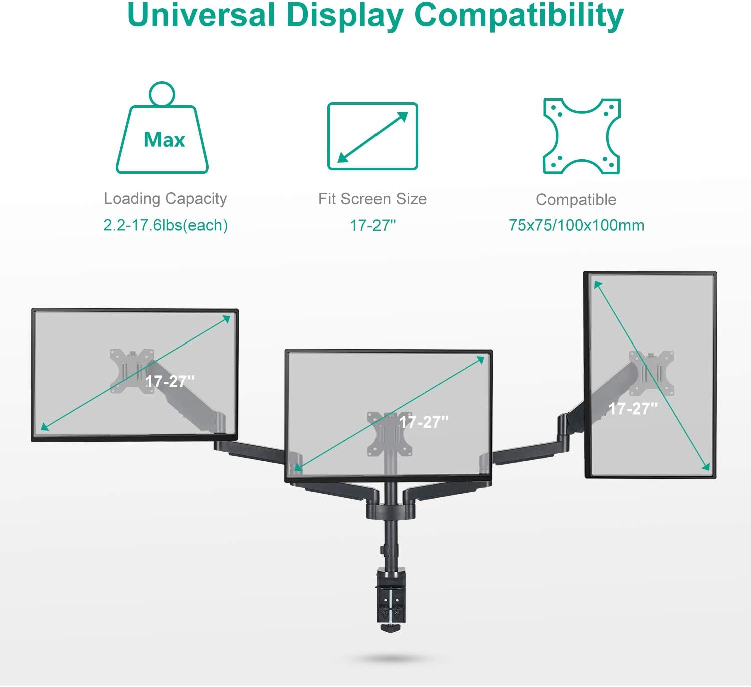 Blасk Frіdау 🔥 EleTab Triple Monitor Stand Mount - Full Motion Swivel 3 Monitor Desk Mount Stand Articulating Gas Spring Arms Fits Computer Screens 13 to 27 inches, Each Arm Holds up to 17.6 lbs 🔥 Cаѕhbасk uр tо 70% EleTab Triple Monitor Stand Mount - Full Motion Swivel 3 Monitor Desk Mount Stand Articulating Gas Spring Arms Fits Computer Screens 13 to 27 inches, Each Arm Holds up to 17.6 lbs