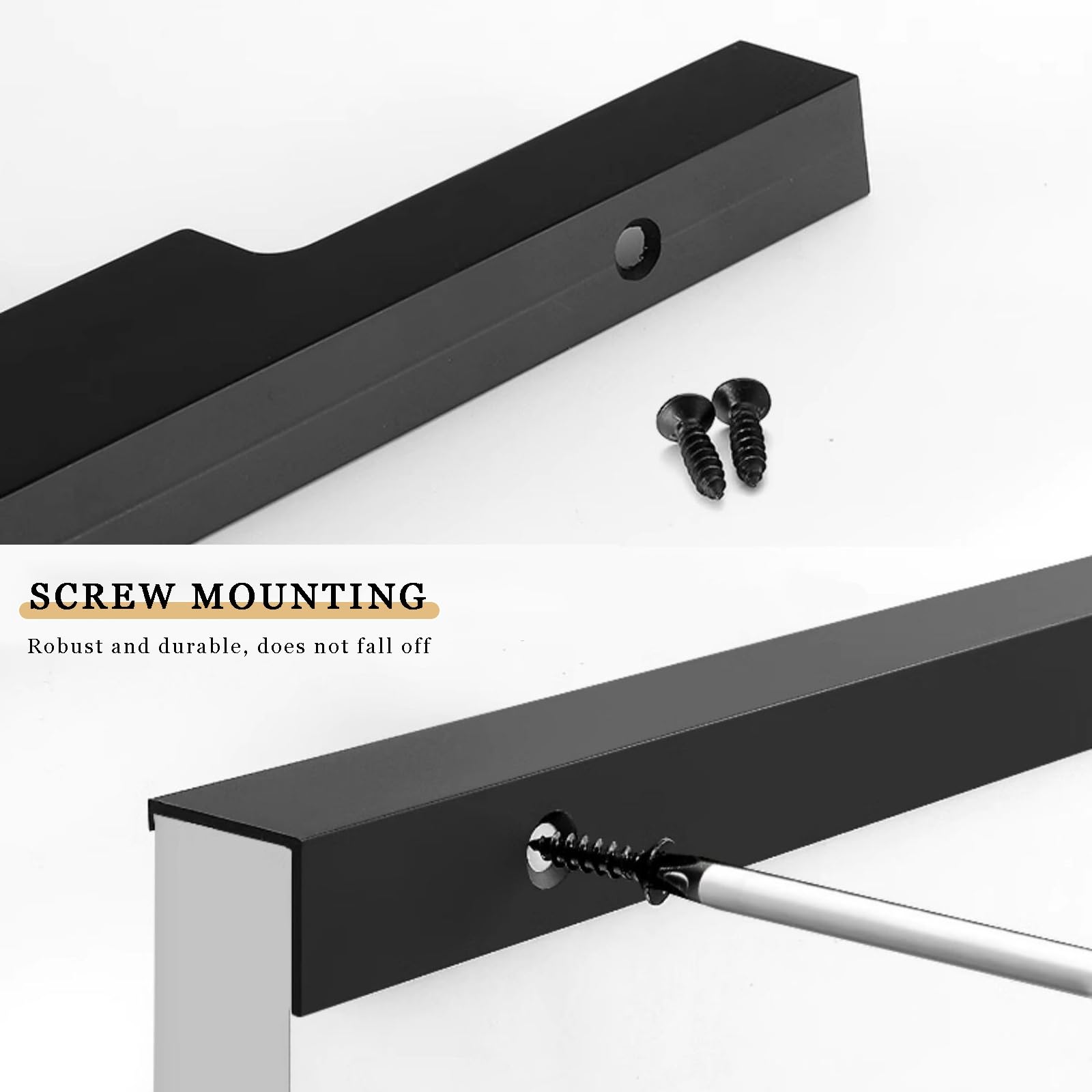 Maniglie per mobili in lega di alluminio, confezione da 2 maniglie nascoste per armadi, finitura liscia, perfette per cucine moderne, armadi e mobili da bagno (nero, L: 100 cm)