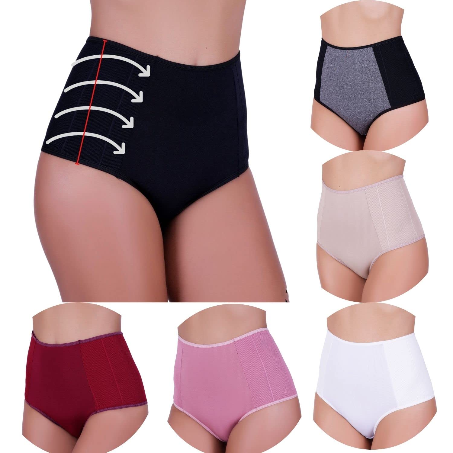 KIT 6 CALCINHA POS PARTO CINTURA ALTA MODELADORA ANTI CULOTE CONFORTO