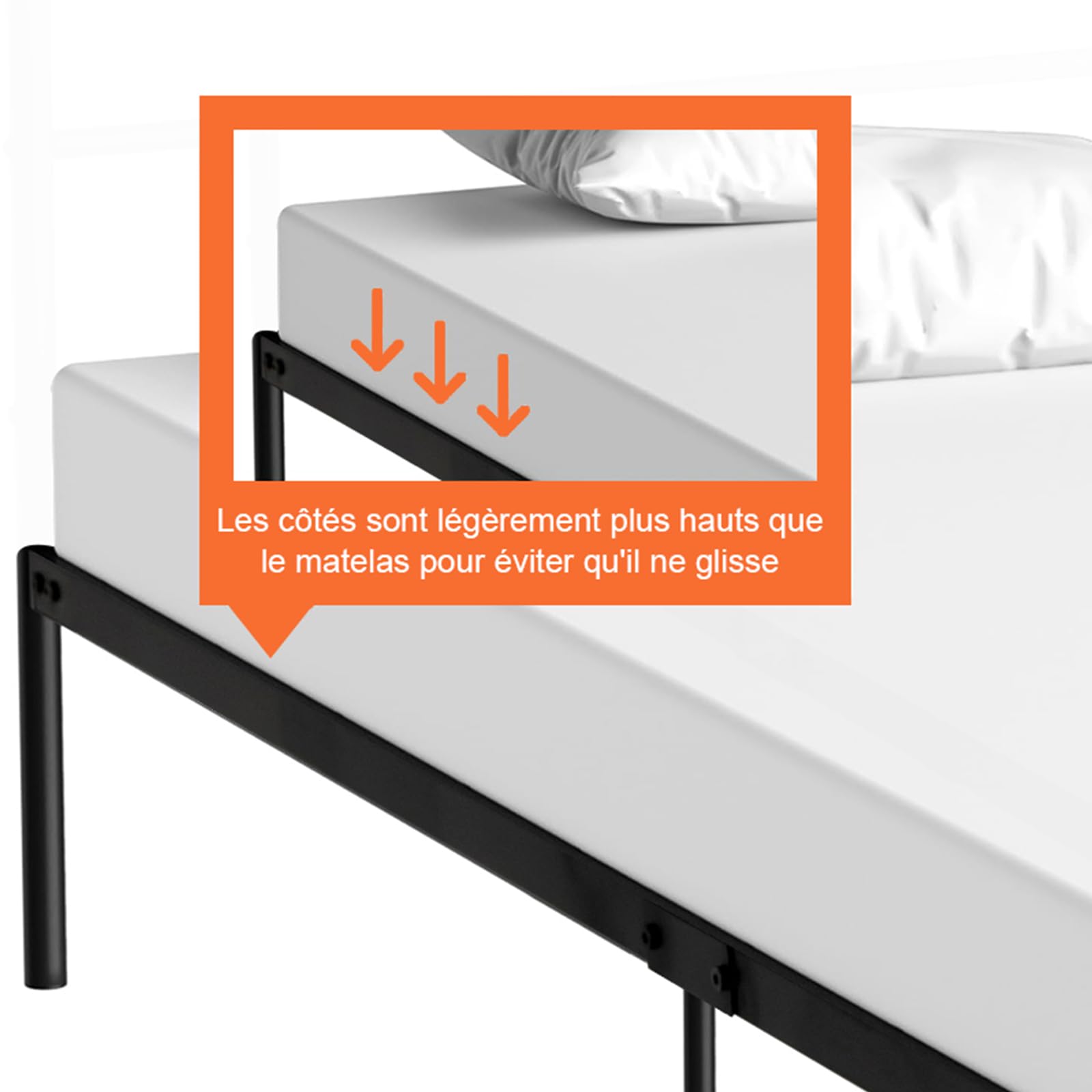 Ensemble Matelas 160x200 et Lit et Couette et 2Oreillers(Pack Matelas 160x200+Lit Métal)