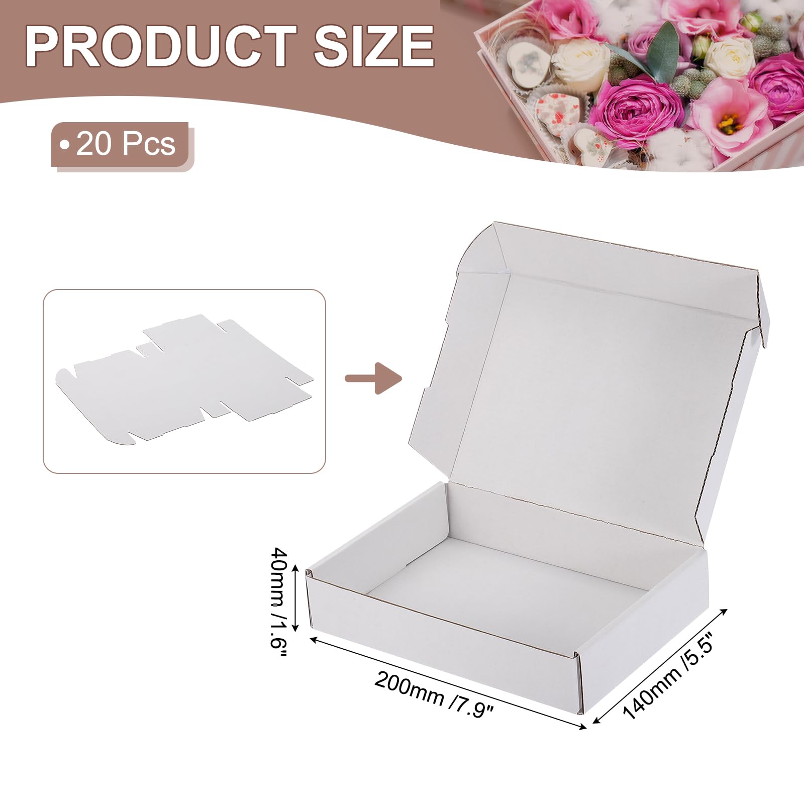 PATIKIL Cajas De expedición Pequeñas De 8x6x2 Pulgadas 20 Pcs Cajas De Cartón Corrugado Cajas De Regalo Para Embalaje expedición Mudanza Empaque Cajas Para Pequeñas Empresas Blancas