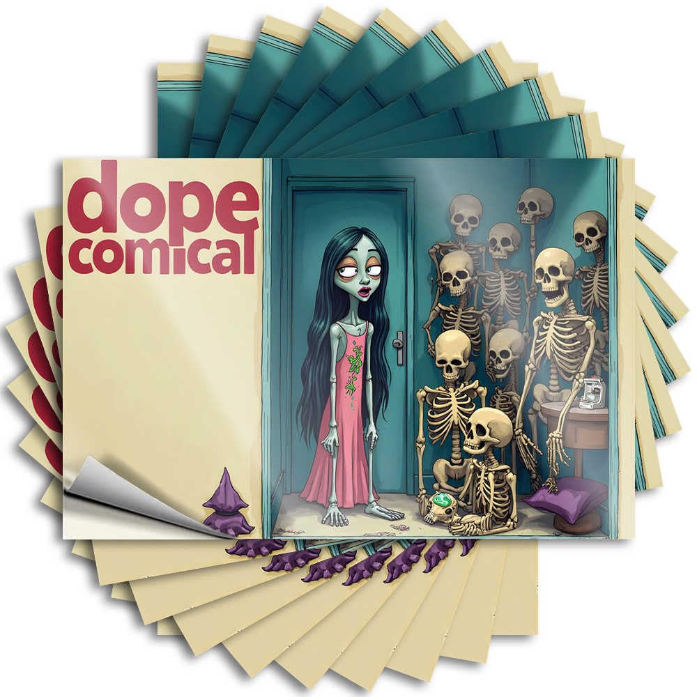 Upgrades Water Sticker - Spooky Skeleton Gathering in The Hallway Plastic Durable Sticker Easy Apply for Gamer Decor(12X18CM)