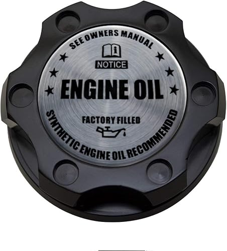 VMS RACING Tapón de aceite negro con emblema plateado de aviso de aceite de motor en aluminio mecanizado CNC compatible con Chevy Chevrolet Camaro