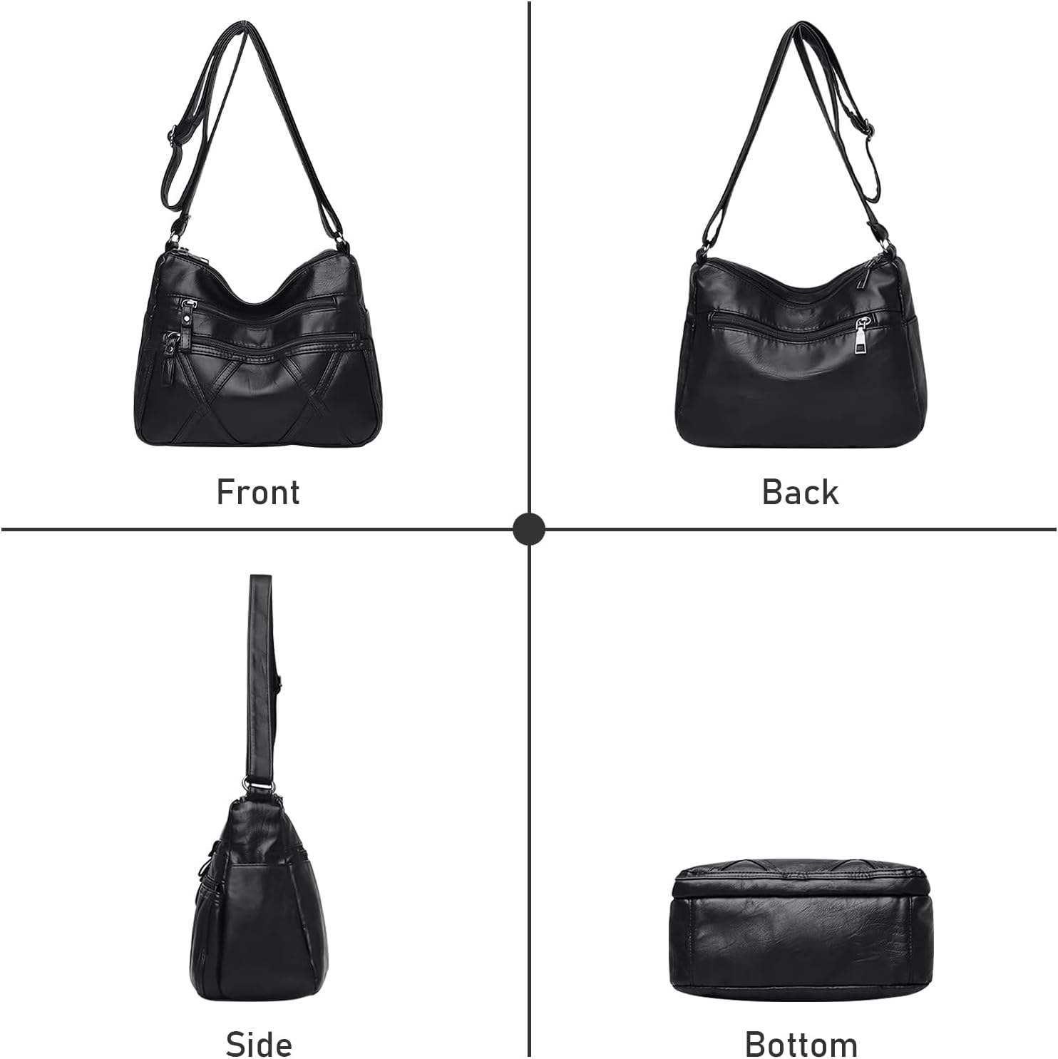 Crossbody Bag for Women Lightweight Shoulder Bags Ladies Soft PU Leather Handbags Multi Pocket Messenger Bags - Image 3