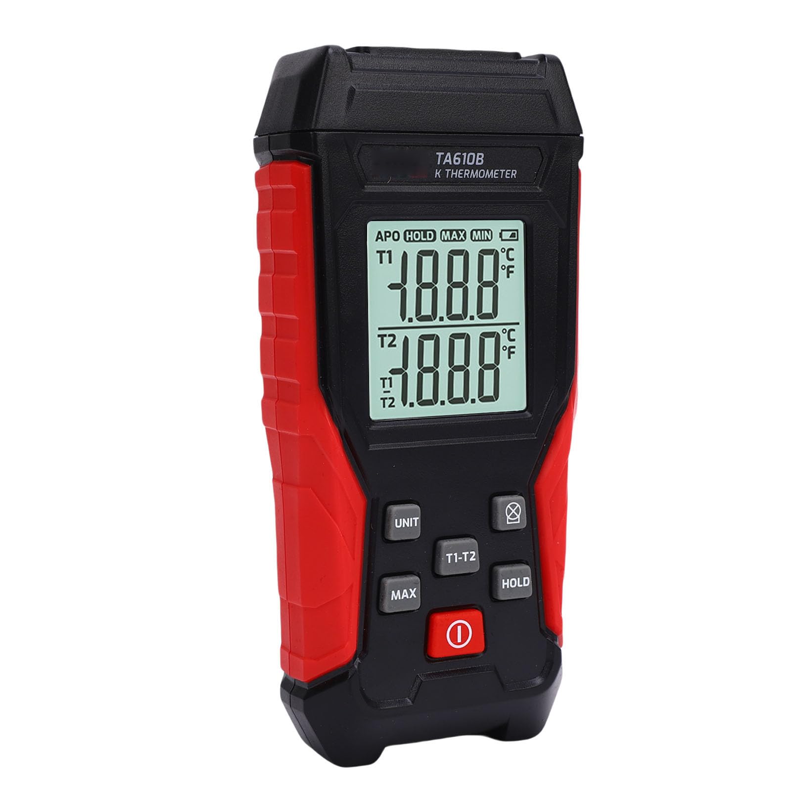 Digitales Thermoelement-Thermometer Typ K, Zweikanal-Thermoelement-Thermometer mit Sonde, Messbereich -328°F bis 2501°F