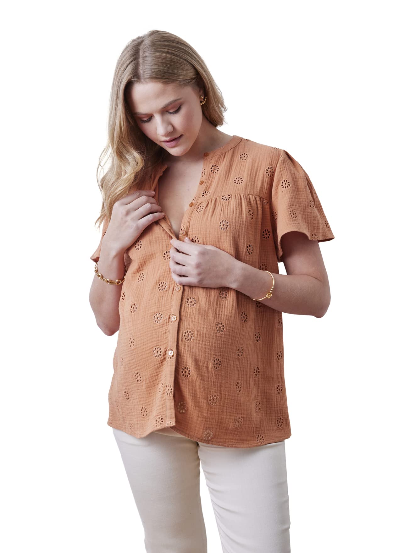VERTBAUDET Blouse Gaze de Coton brodé Grossesse et Allaitement