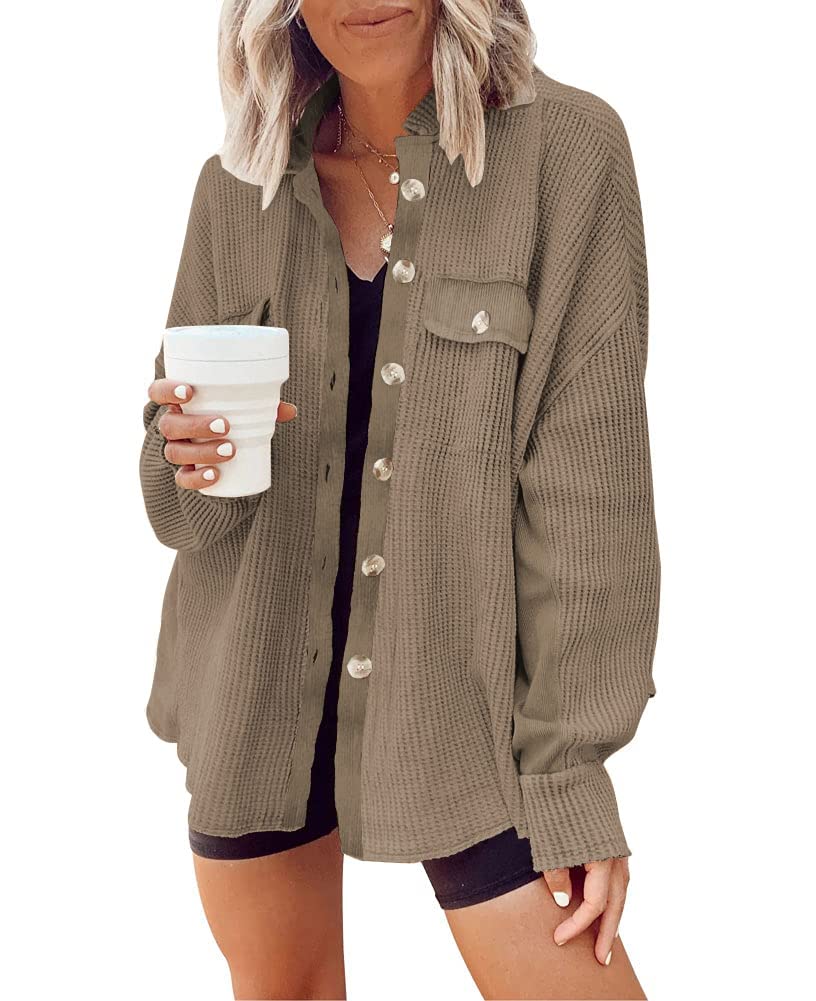 Womens Corduroy Button Down Shirts Color Block Long Sleeve Blouses Tops Jackets